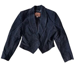 Genuine suede leather womens cropped jacket